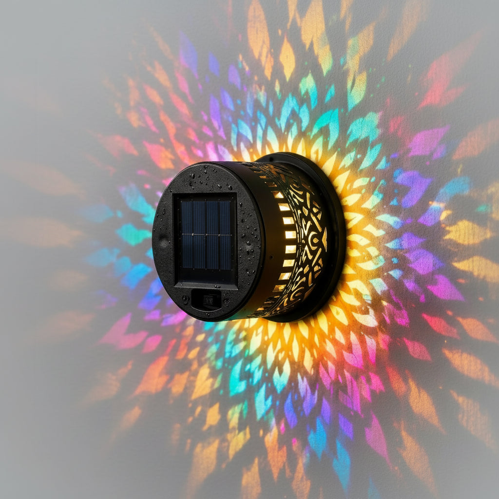 Projection Wall Lamp | Solar-Powered Mandala Projection & Color-Changing