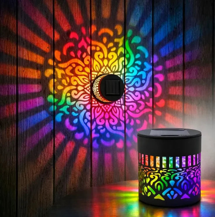 Projection Wall Lamp | Solar-Powered Mandala Projection & Color-Changing