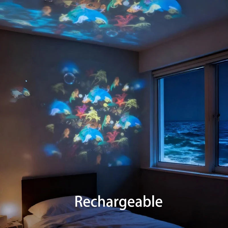Projector Lamp | Rotating Ocean Wave Projection & USB Rechargeable