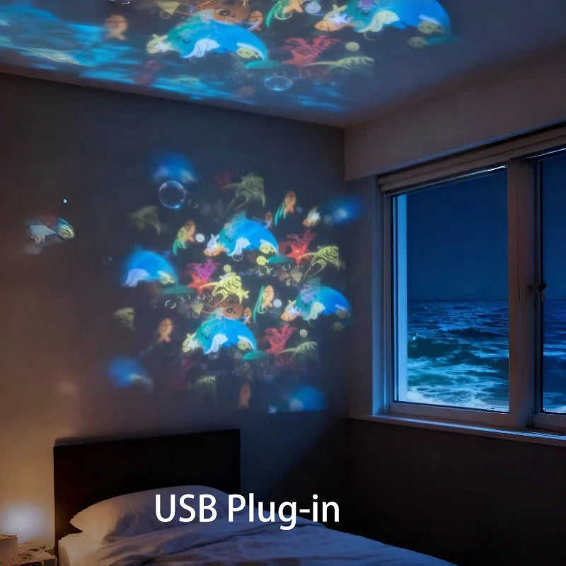Projector Lamp | Rotating Ocean Wave Projection & USB Rechargeable