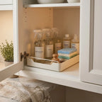 Pull-Out Cabinet Organizer | Sliding Carbon Steel Drawer | Adhesive No-Drill Mount