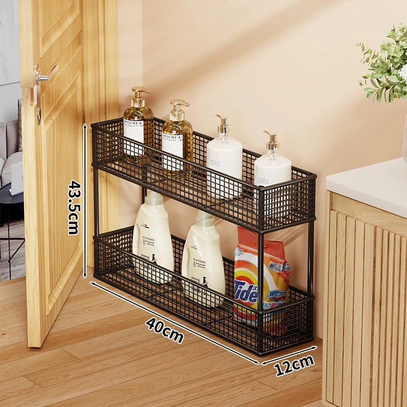Pull-Out Storage Organizer | Slim Ventilated Mesh & Rust-Resistant Metal | 3-Tier