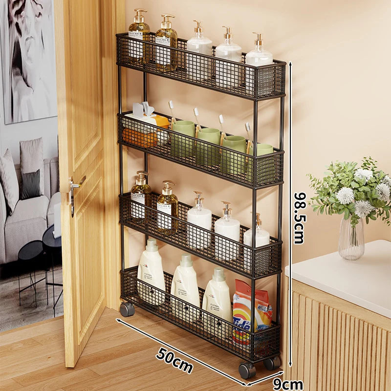 Pull-Out Storage Organizer | Slim Ventilated Mesh & Rust-Resistant Metal | 3-Tier