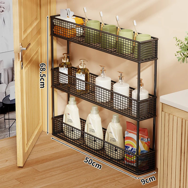 Pull-Out Storage Organizer | Slim Ventilated Mesh & Rust-Resistant Metal | 3-Tier