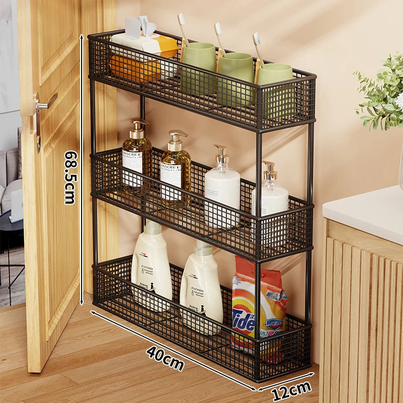 Pull-Out Storage Organizer | Slim Ventilated Mesh & Rust-Resistant Metal | 3-Tier