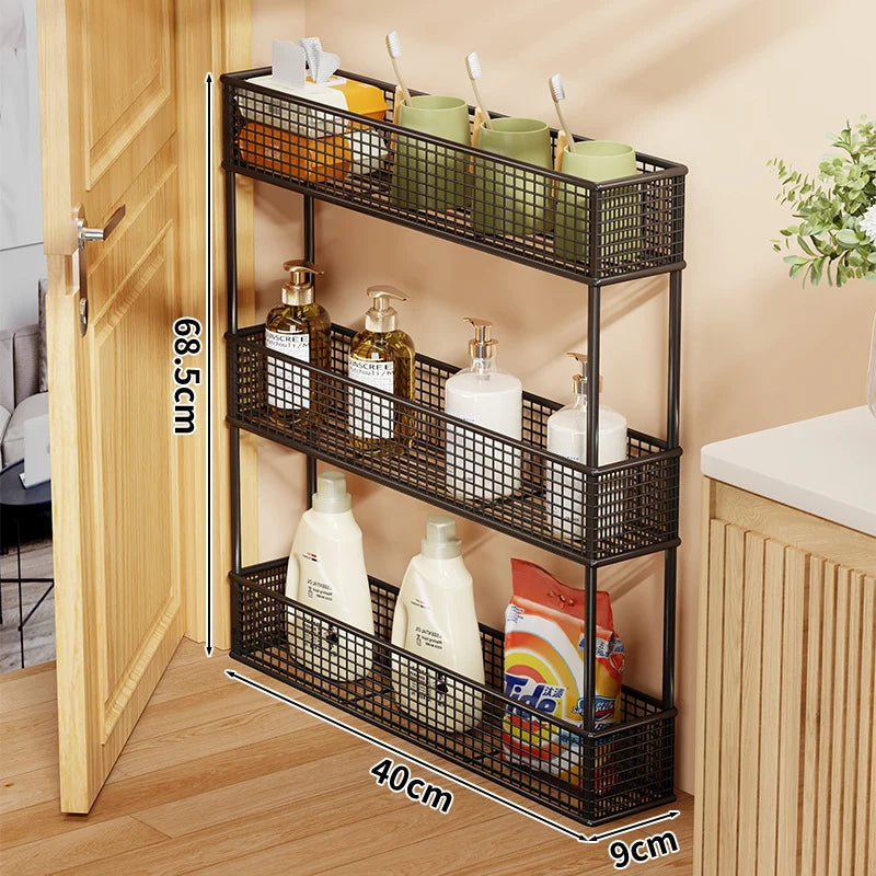 Pull-Out Storage Organizer | Slim Ventilated Mesh & Rust-Resistant Metal | 3-Tier