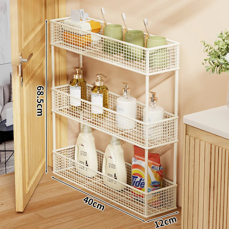 Pull-Out Storage Organizer | Slim Ventilated Mesh & Rust-Resistant Metal | 3-Tier