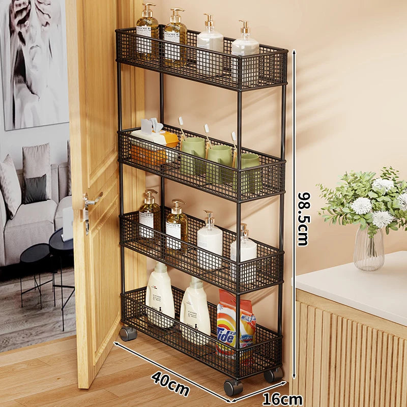 Pull-Out Storage Organizer | Slim Ventilated Mesh & Rust-Resistant Metal | 3-Tier