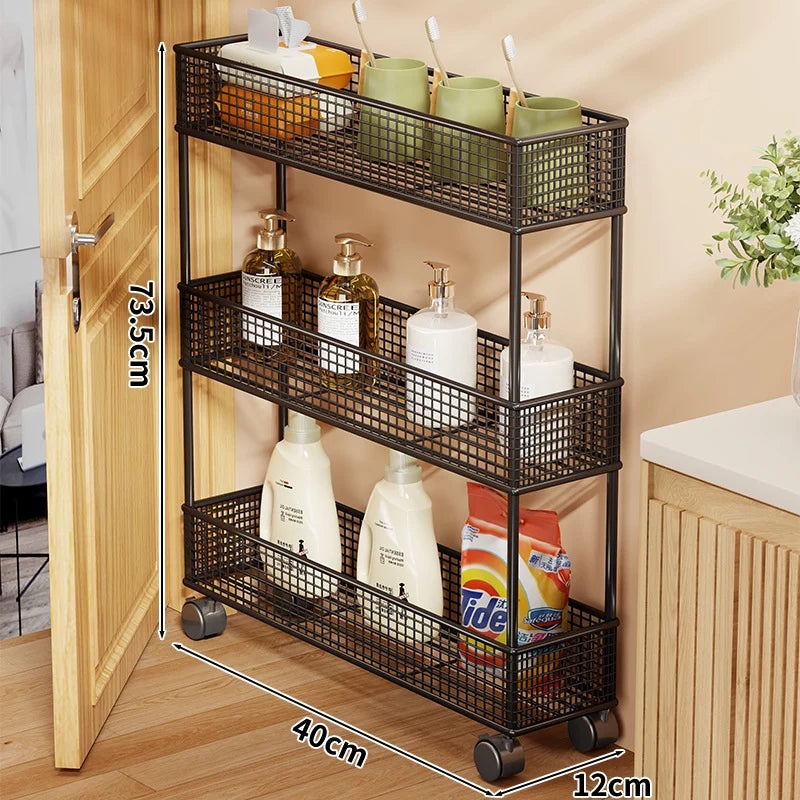 Pull-Out Storage Organizer | Slim Ventilated Mesh & Rust-Resistant Metal | 3-Tier