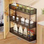 Pull-Out Storage Organizer | Slim Ventilated Mesh & Rust-Resistant Metal | 3-Tier
