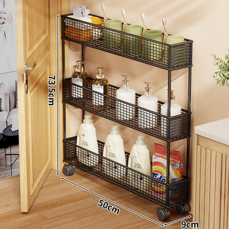 Pull-Out Storage Organizer | Slim Ventilated Mesh & Rust-Resistant Metal | 3-Tier