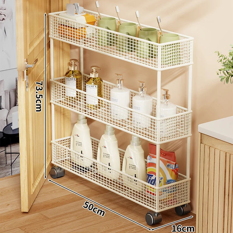 Pull-Out Storage Organizer | Slim Ventilated Mesh & Rust-Resistant Metal | 3-Tier