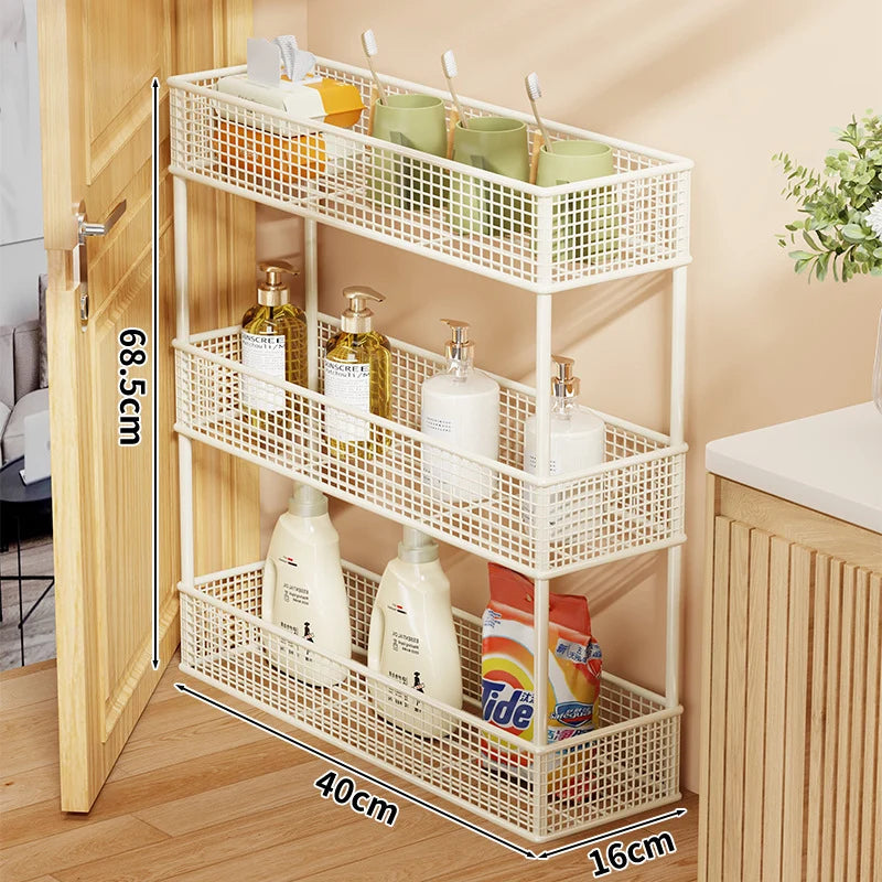 Pull-Out Storage Organizer | Slim Ventilated Mesh & Rust-Resistant Metal | 3-Tier