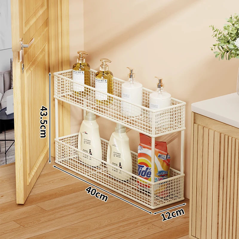 Pull-Out Storage Organizer | Slim Ventilated Mesh & Rust-Resistant Metal | 3-Tier