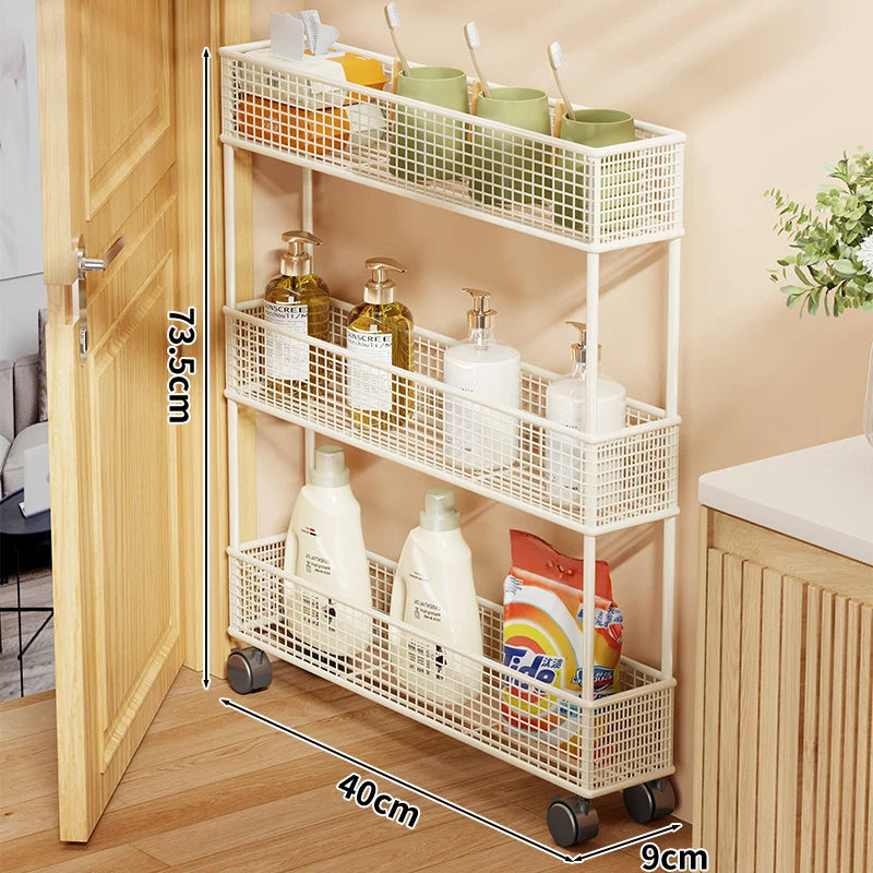 Pull-Out Storage Organizer | Slim Ventilated Mesh & Rust-Resistant Metal | 3-Tier