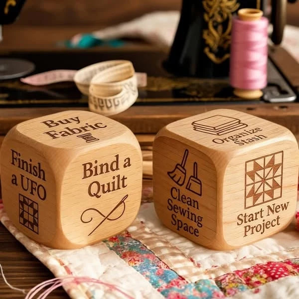 Quilting Decision Dice | Handcrafted Solid Wood & Engraved Prompts | Multiple Pack Options