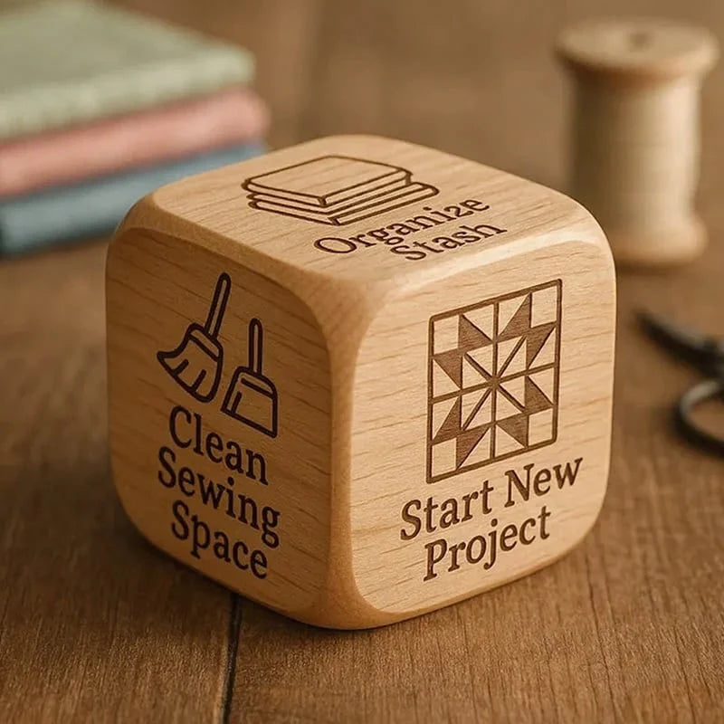 Quilting Decision Dice | Handcrafted Solid Wood & Engraved Prompts | Multiple Pack Options