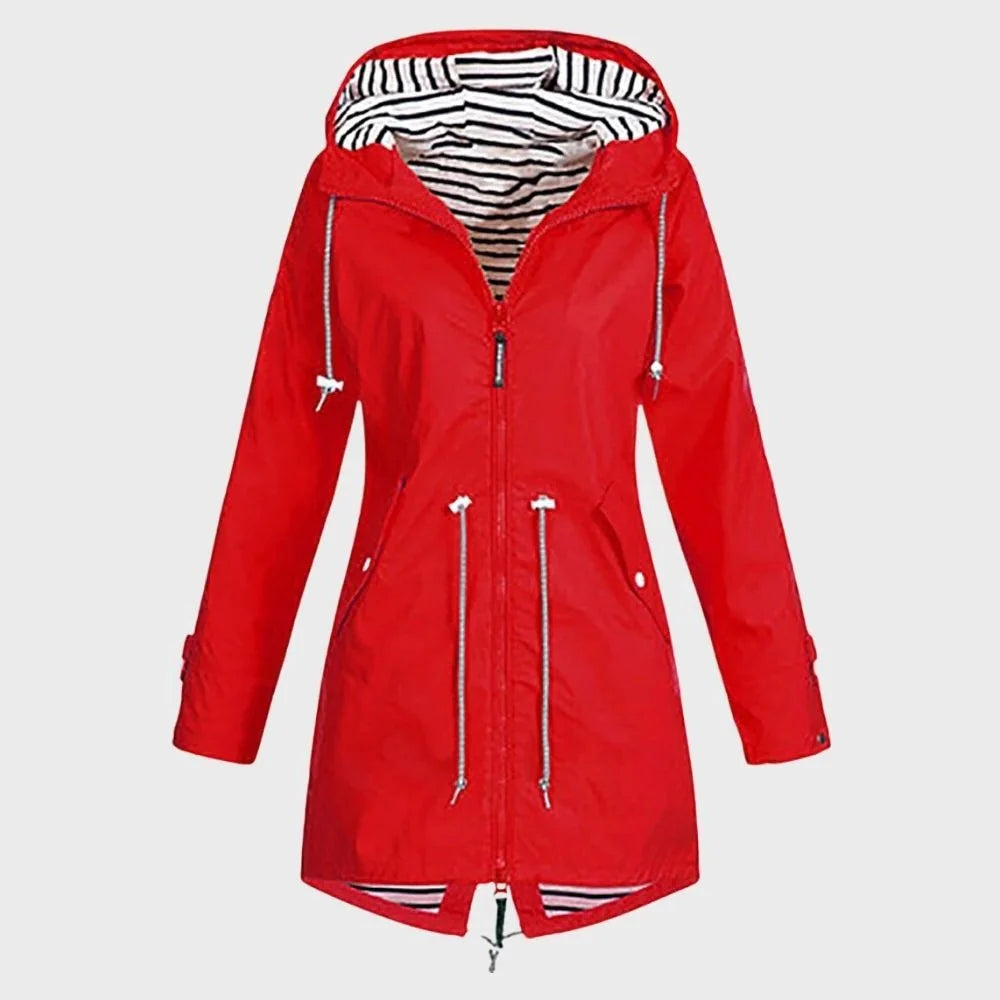 Rain Jacket | Long Waterproof & Breathable | Adjustable Hood