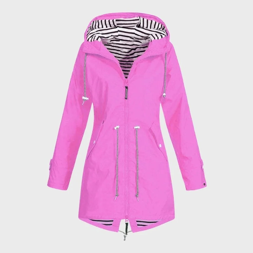 Rain Jacket | Long Waterproof & Breathable | Adjustable Hood