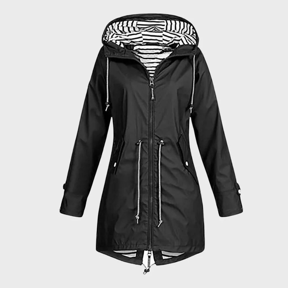 Rain Jacket | Long Waterproof & Breathable | Adjustable Hood