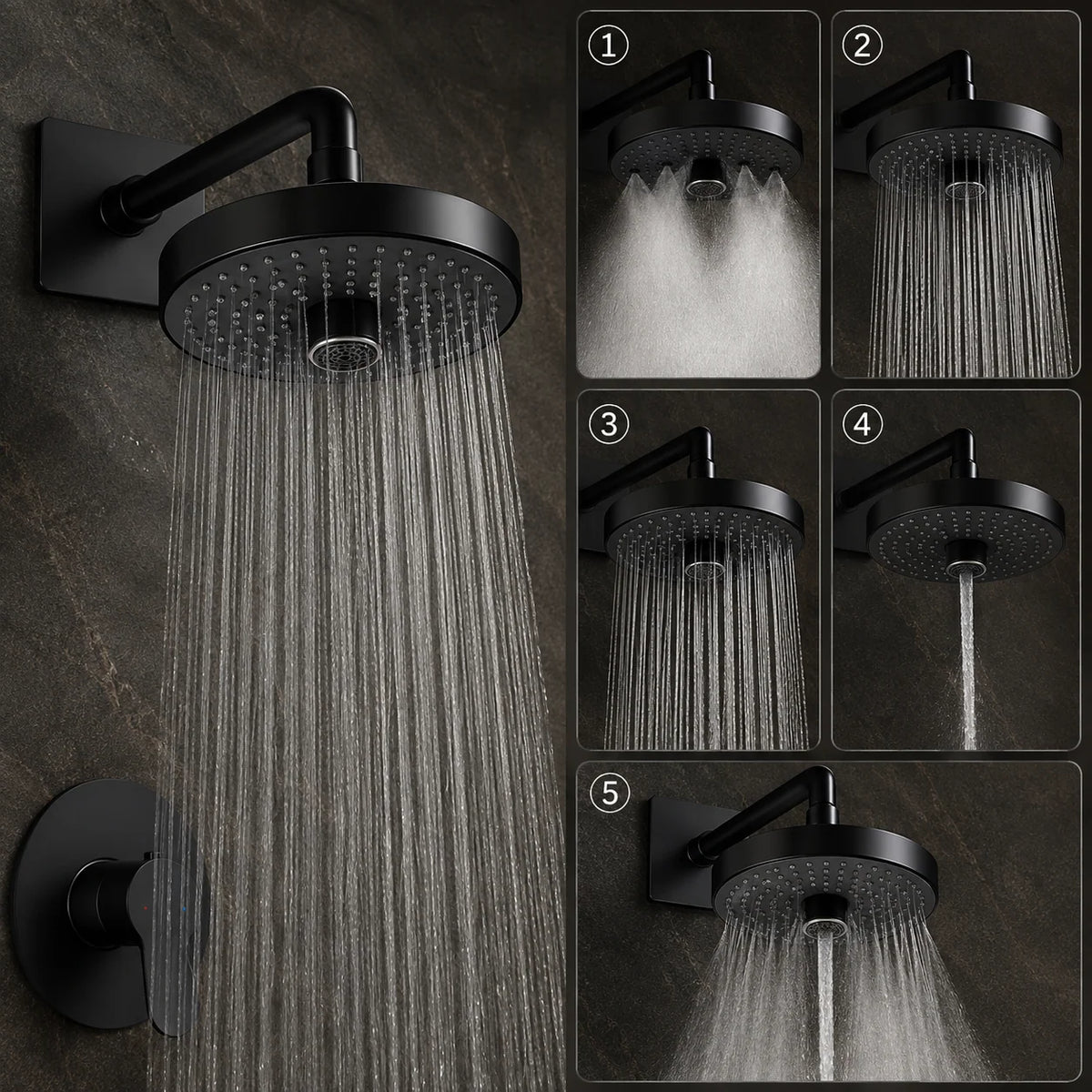 Rainfall Shower Head | High-Pressure Multi-Setting Spray