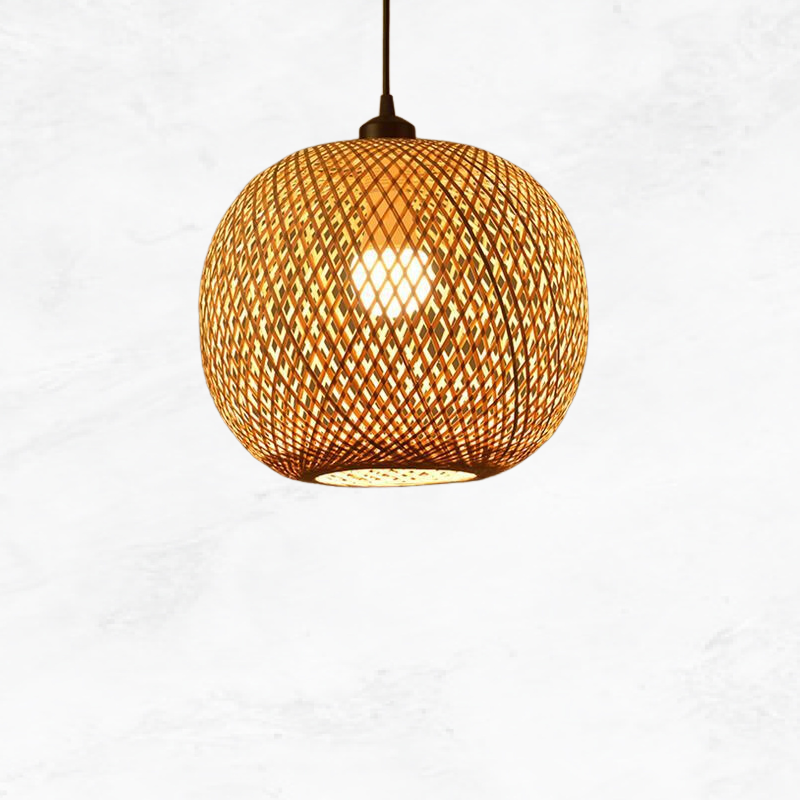 Pendant Lamp | Handwoven Rattan Boho Shade | Warm Ambient Light