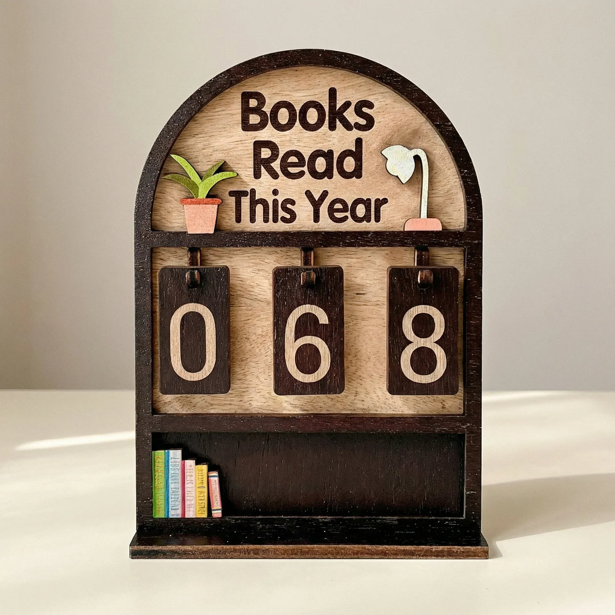 Reading Counter | Natural Wood & Number Plates | Wall-Mountable
