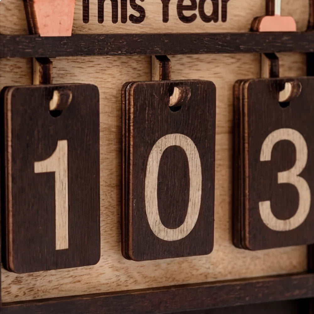 Reading Counter | Natural Wood & Number Plates | Wall-Mountable