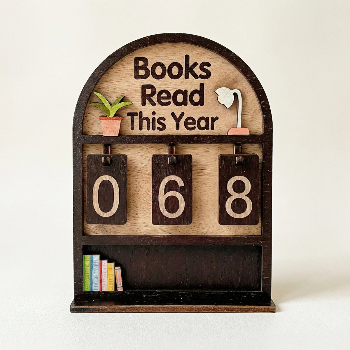 Reading Counter | Natural Wood & Number Plates | Wall-Mountable