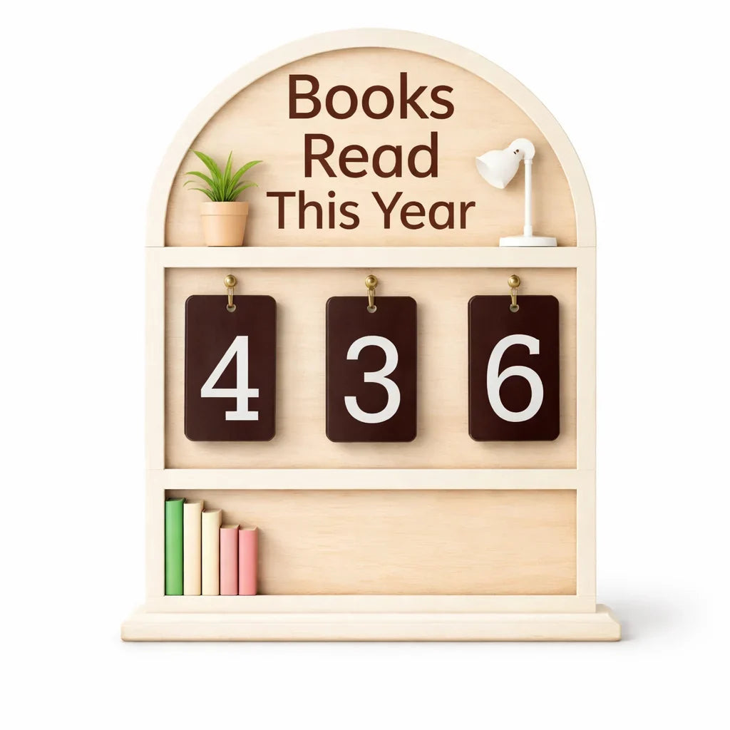 Reading Counter | Natural Wood & Number Plates | Wall-Mountable