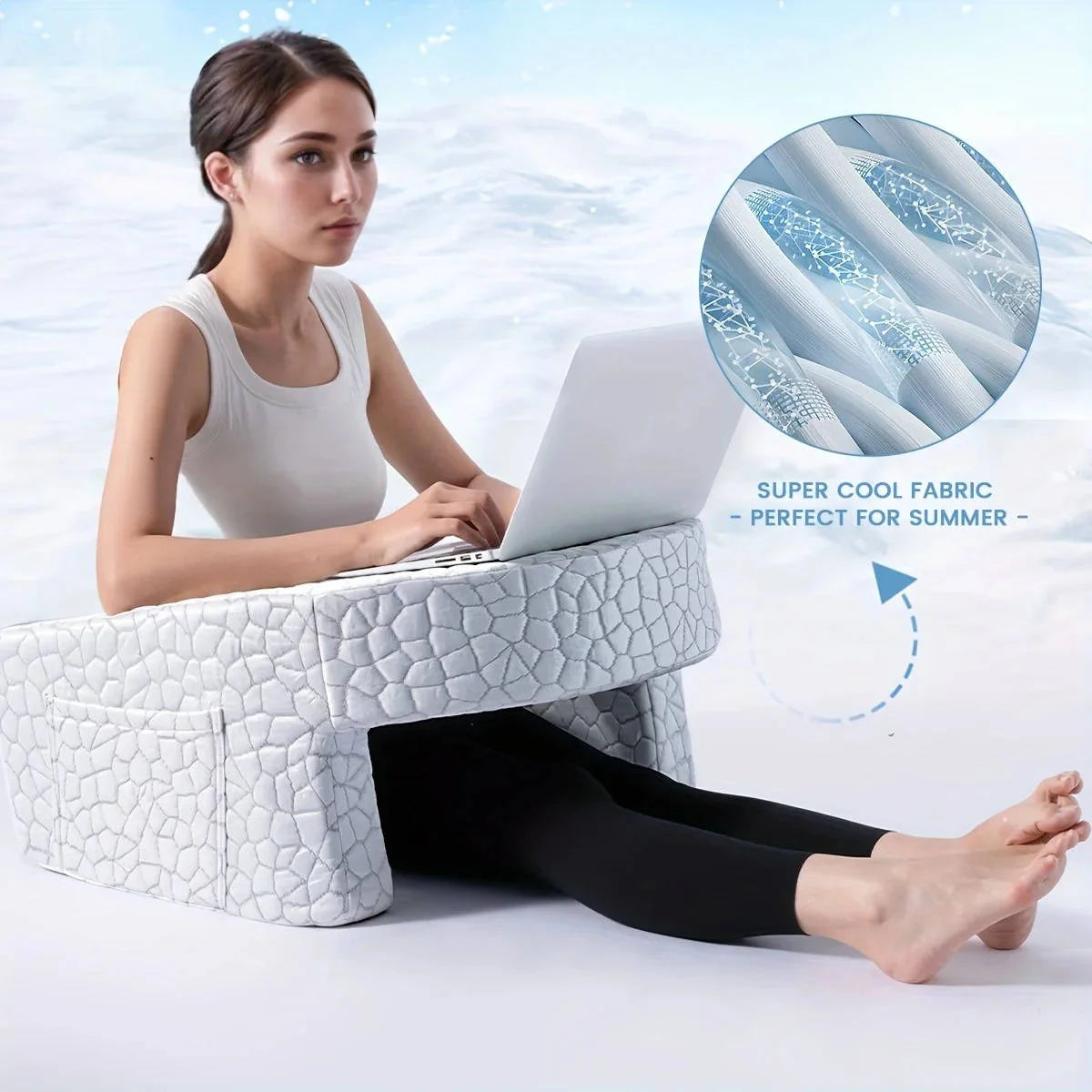 Reading Pillow | Ergonomic Memory Foam With Side Pockets & Washable Cover