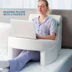Reading Pillow | Ergonomic Memory Foam With Side Pockets & Washable Cover