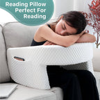 Reading Pillow | Ergonomic Memory Foam With Side Pockets & Washable Cover