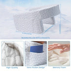 Reading Pillow | Ergonomic Memory Foam With Side Pockets & Washable Cover