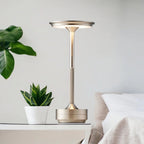 Table Lamp | Crystal Shade & Brushed Stainless Steel | Cordless Touch Dimmer
