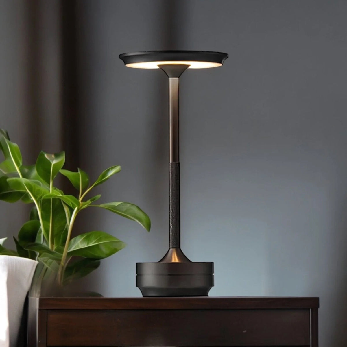 Table Lamp | Crystal Shade & Brushed Stainless Steel | Cordless Touch Dimmer