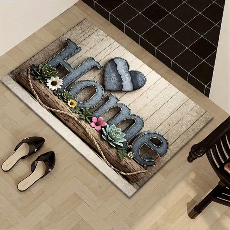 Rectangular Doormat with Heart Accent