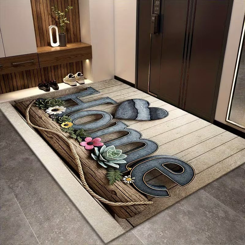 Rectangular Doormat with Heart Accent