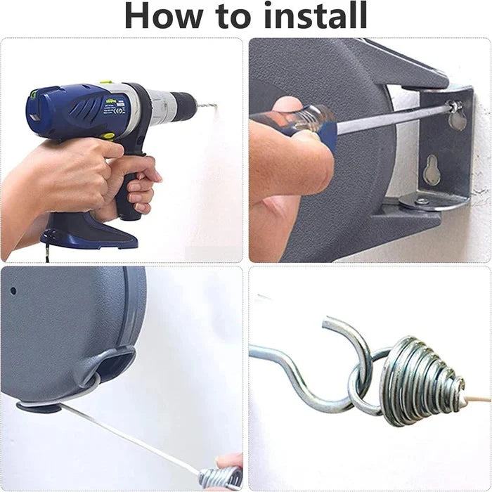 Retractable Clothesline | Auto-Retracting & 180° Swivel | 39 Ft Line Length