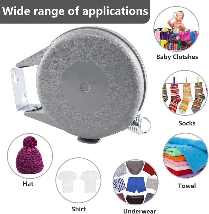 Retractable Clothesline | Auto-Retracting & 180° Swivel | 39 Ft Line Length