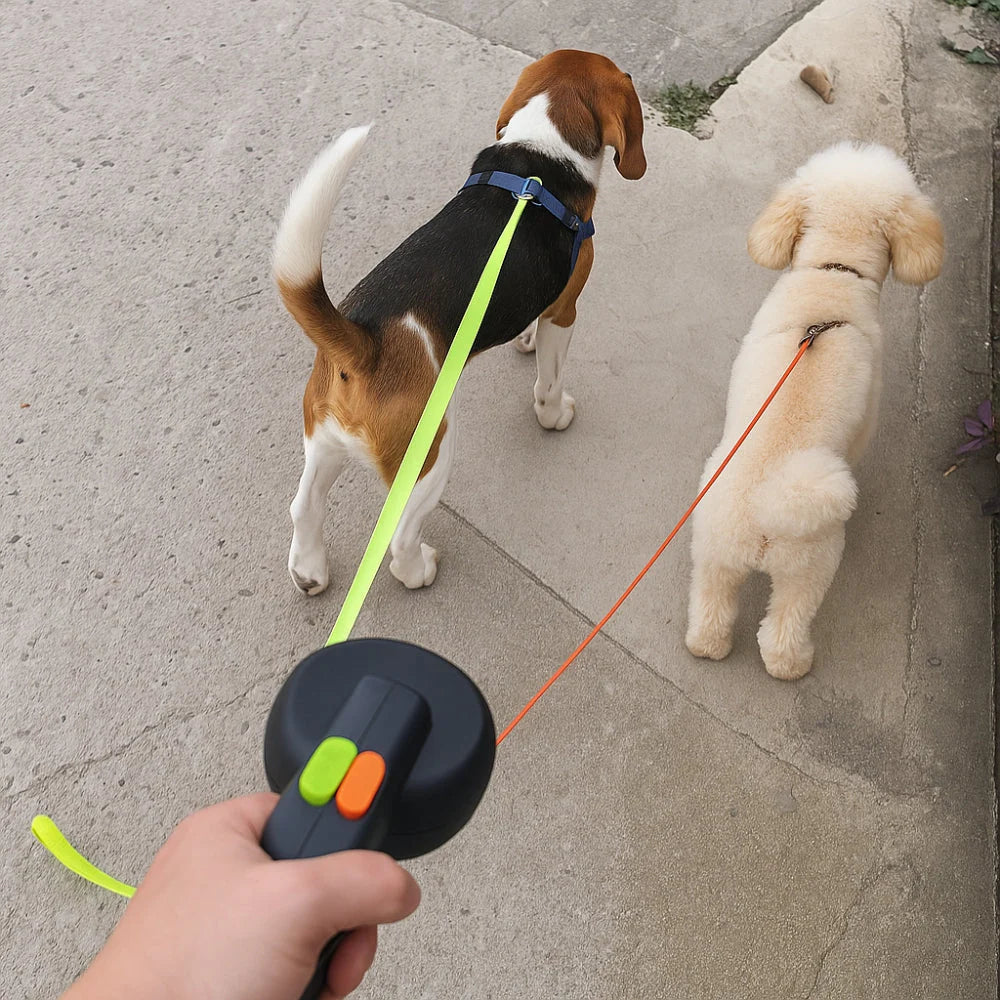 Retractable Dog Leash | Dual-Line Rotating Joint | 10 ft Per Line
