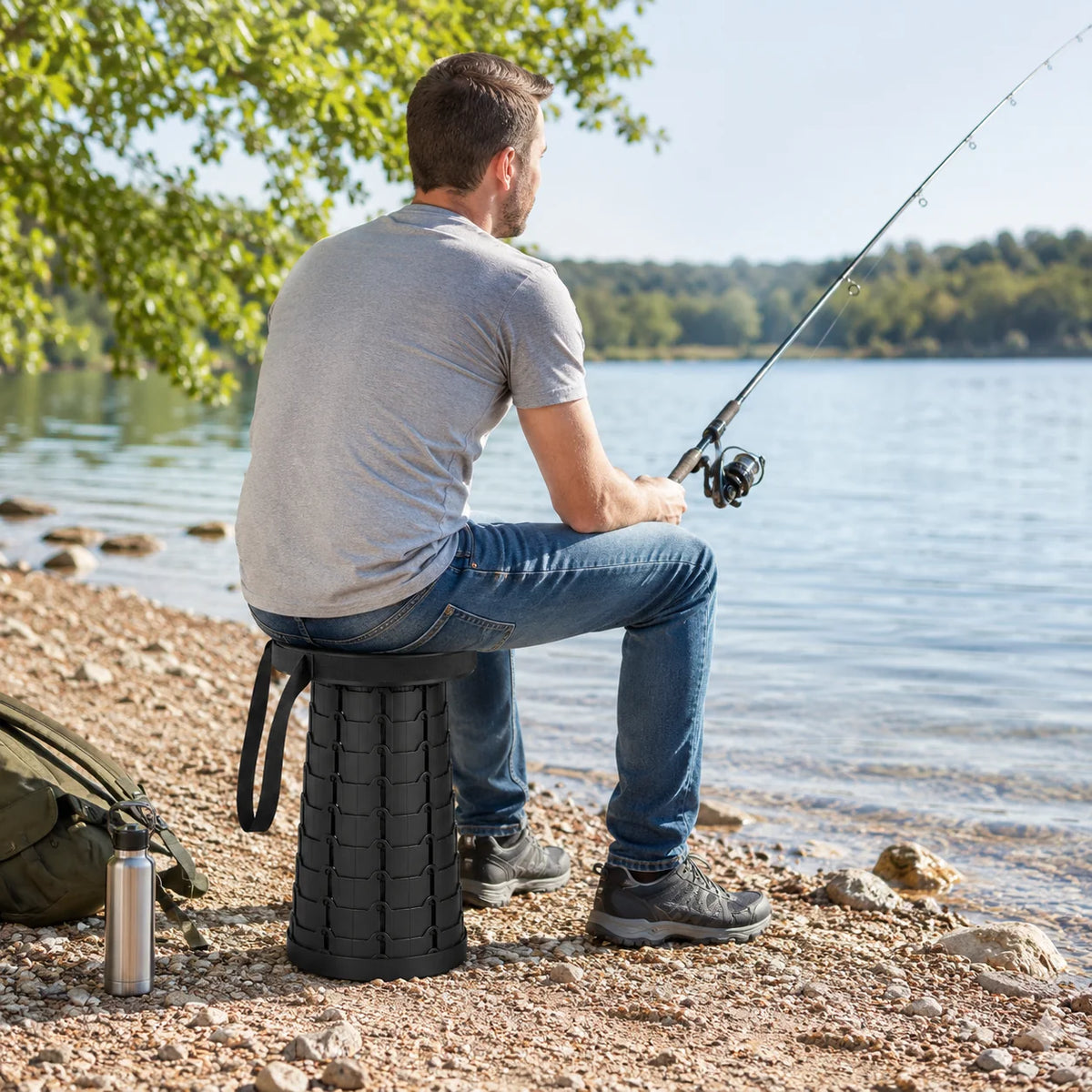 Retractable Stool | Lightweight & 11-Position Adjustable | Supports Up To 275 Lbs