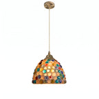 Retro Colorful Natural Shell Handmade Brass Pendant Lamp