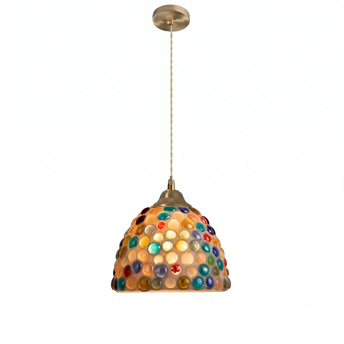 Retro Colorful Natural Shell Handmade Brass Pendant Lamp