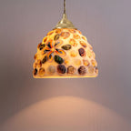 Retro Colorful Natural Shell Handmade Brass Pendant Lamp