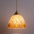 Retro Colorful Natural Shell Handmade Brass Pendant Lamp