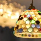 Retro Colorful Natural Shell Handmade Brass Pendant Lamp
