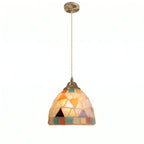 Retro Colorful Natural Shell Handmade Brass Pendant Lamp