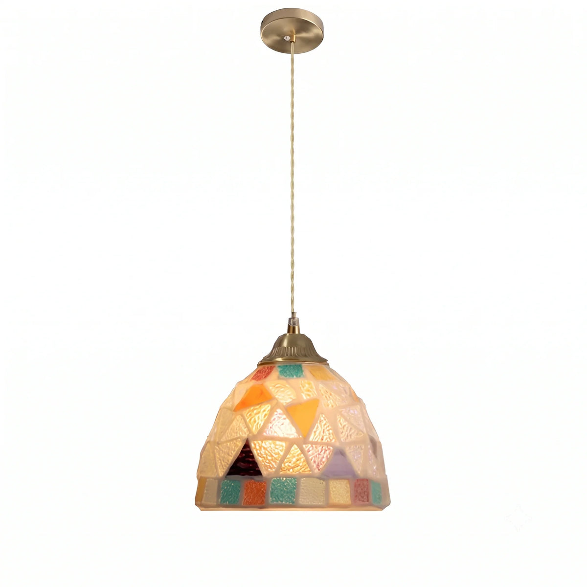 Retro Colorful Natural Shell Handmade Brass Pendant Lamp