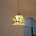 Retro Colorful Natural Shell Handmade Brass Pendant Lamp
